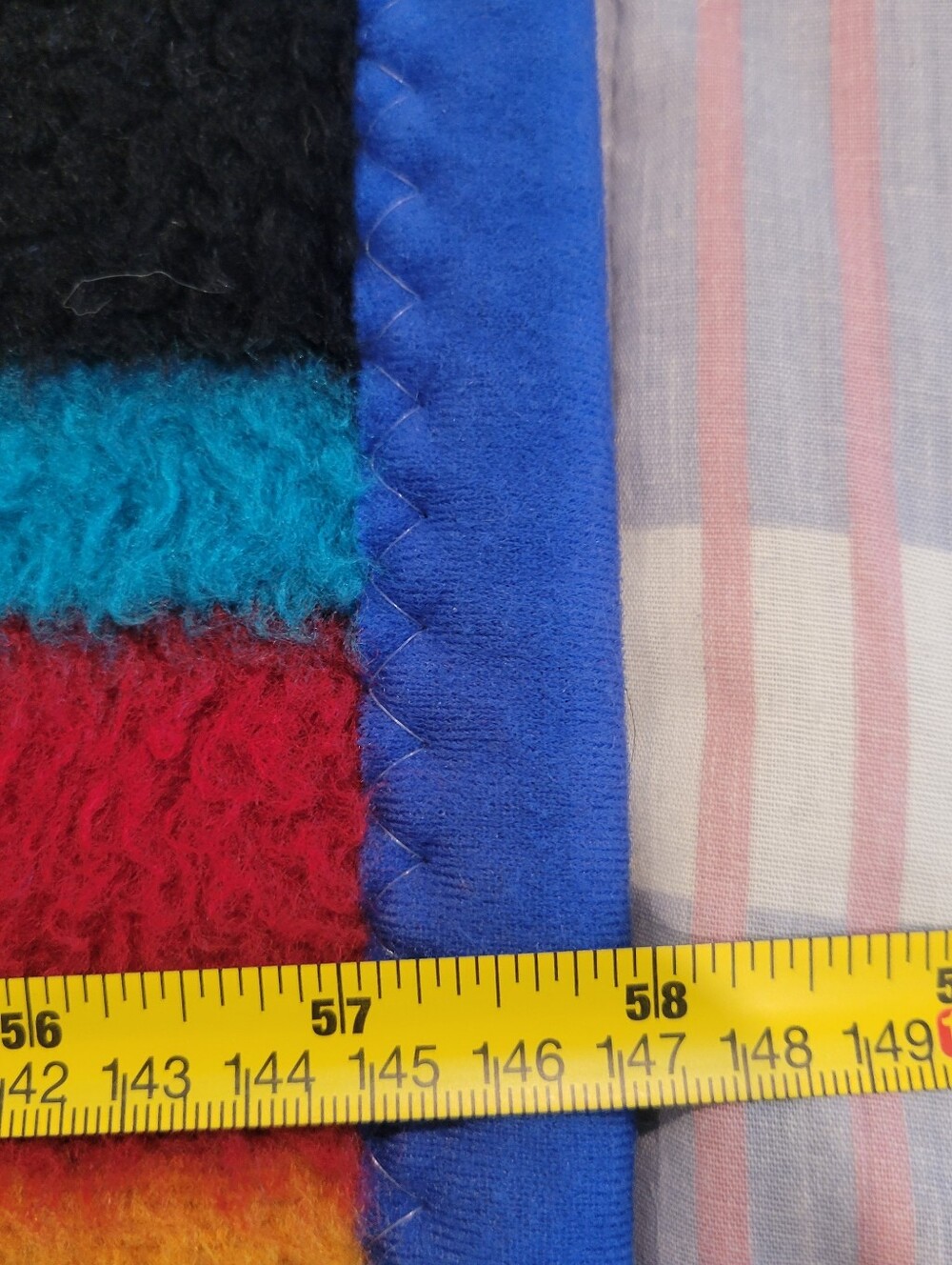 IBENA Blue Multi Color Aztec Southwest Throw Reversible Blanket 73x58 Turkey - Picture 5 of 7
